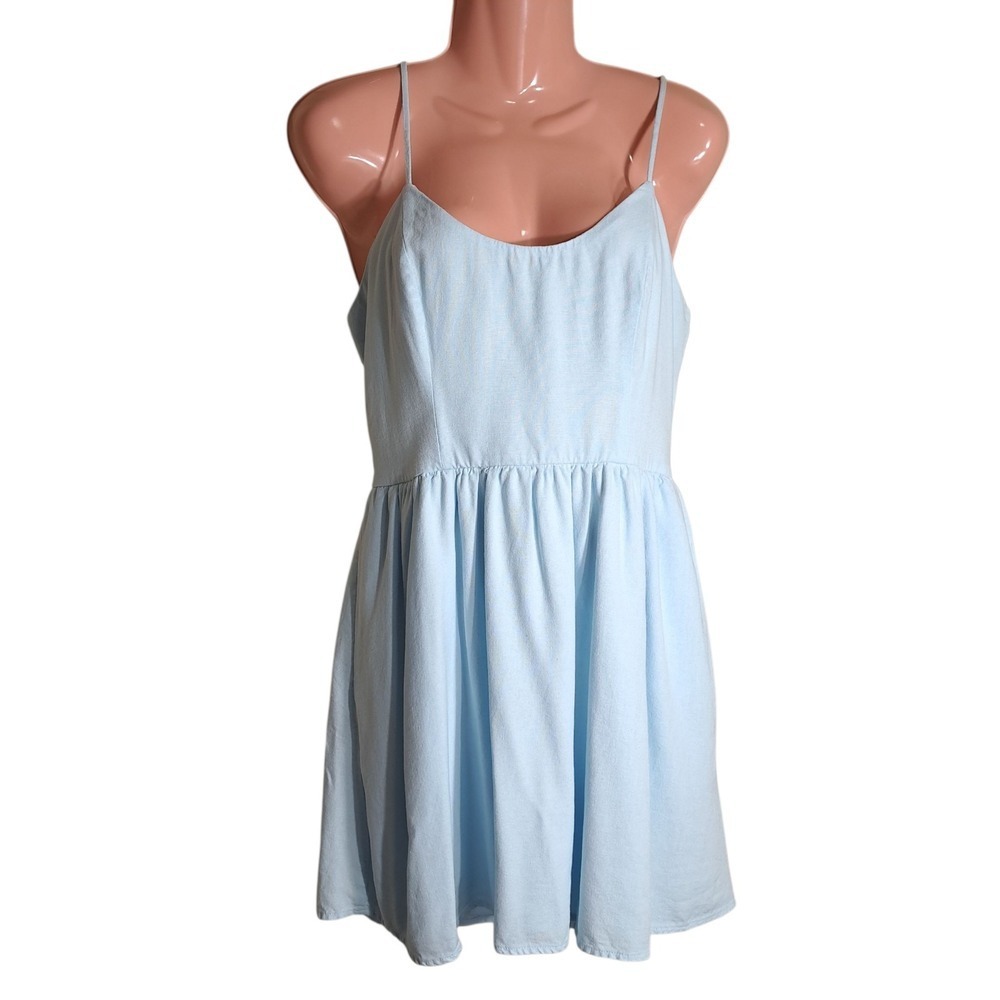 mi ami for Francesca's Light‎ Blue Sleeveless Straps Mini Dress Lined Size M